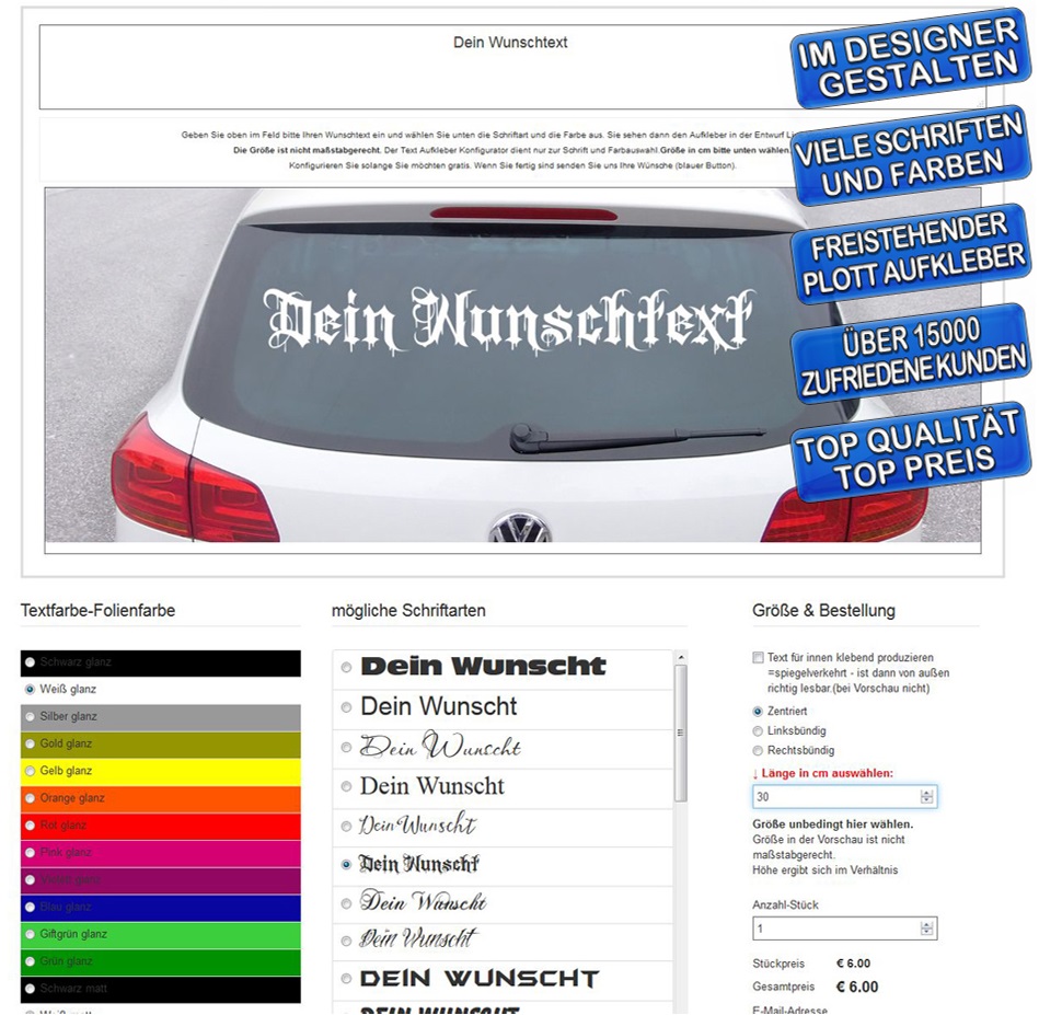 Wunschaufkleber Selbst Gestalten Buchstaben Auto Sticker Mit Vorschau Designen Ebay