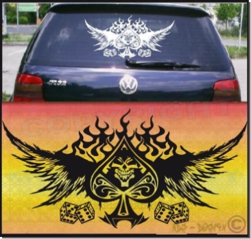 auto aufkleber pik skull wuerfel