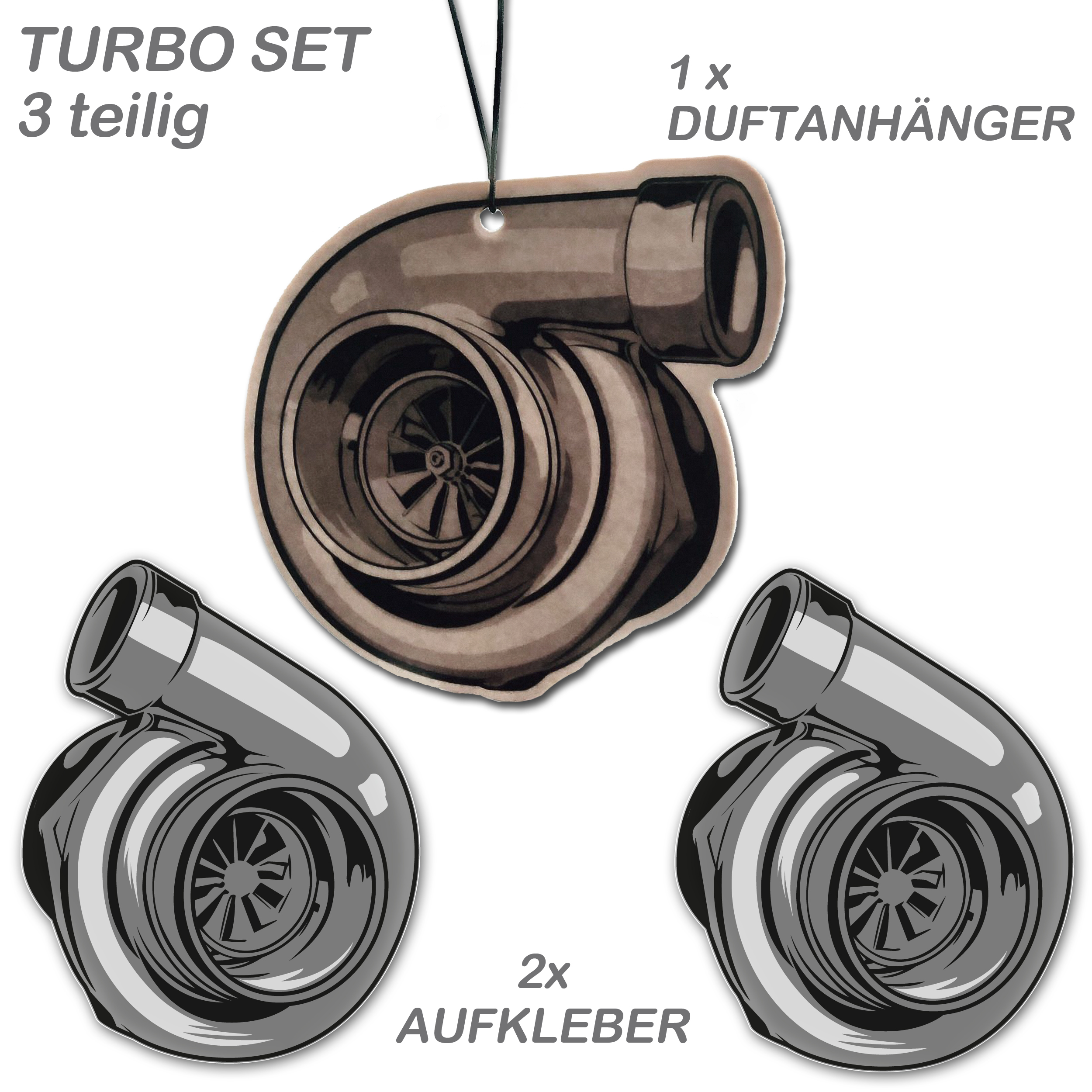 Turbo Duftbaum Aufkleber Set Sticker Duftanhänger Tuning