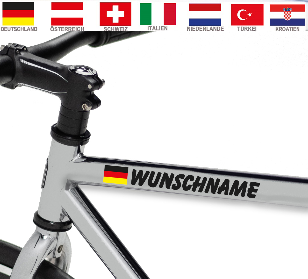 Flagge Deutschlands ●︎ HELM AUFKLEBER ●︎ Fahrrad Snowboard Reiten Sticker Name 