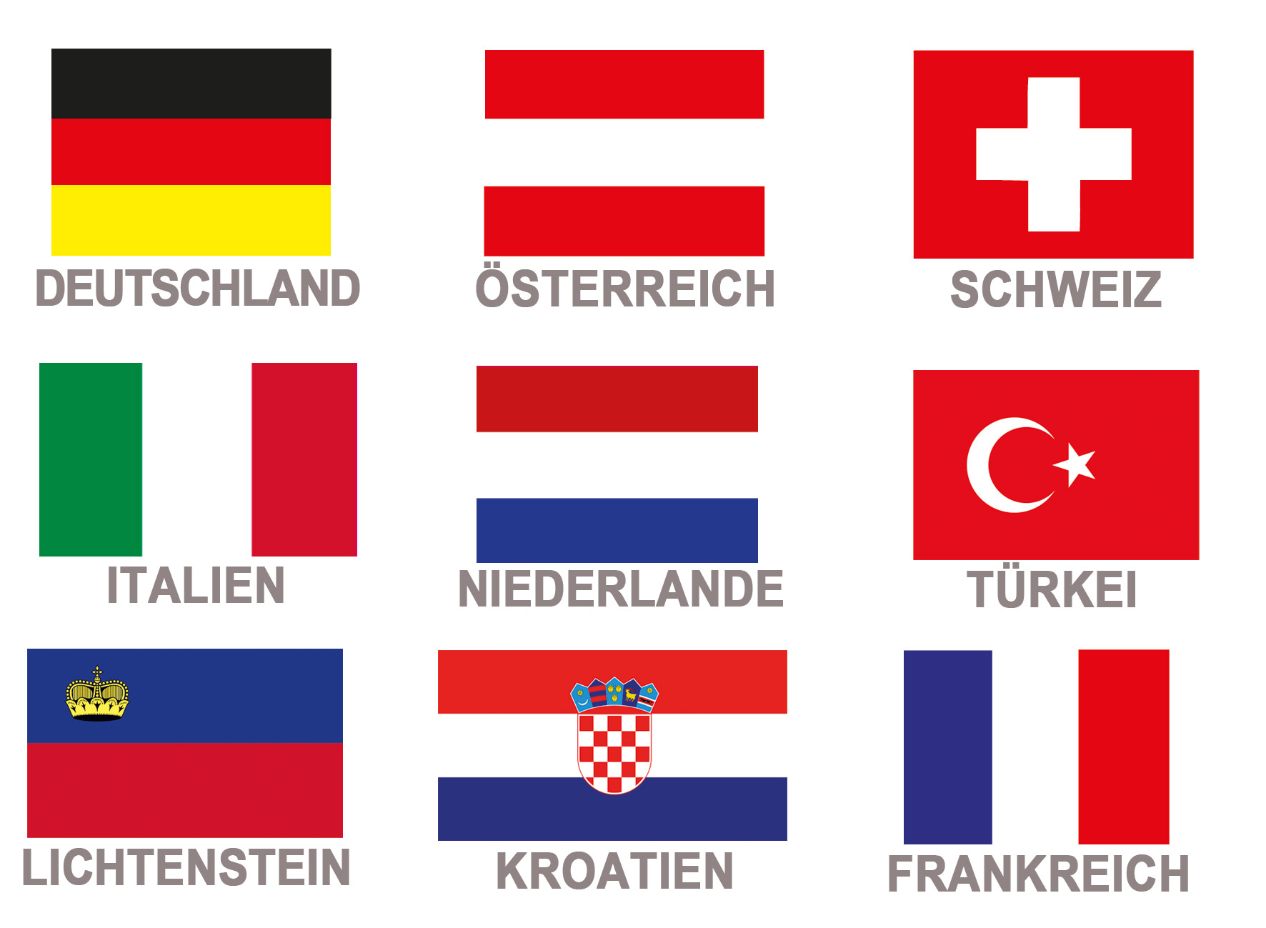 Länder Flaggen Namenaufkleber & Aufkleber mit Flagge & Namen fürs Auto -  Flaggenaufkleber ✔