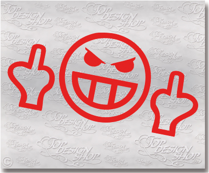 Mittelfinger smiley fun Aufkleber Fuck you smiley Tuning Sticker