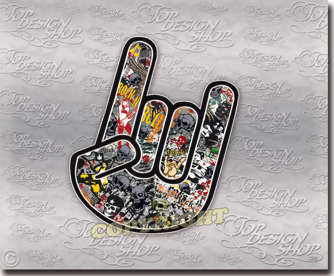 Rock Hand Stickerbomb Aufkleber - coole Rocker Tuning Sticker