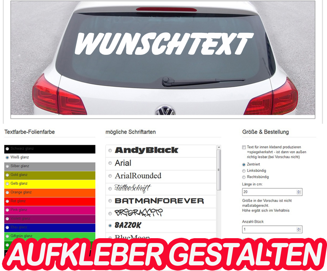 Aufkleber für Auto - Aufkleber und Beschriftungen selber gestalten - Mit  Livevorschau