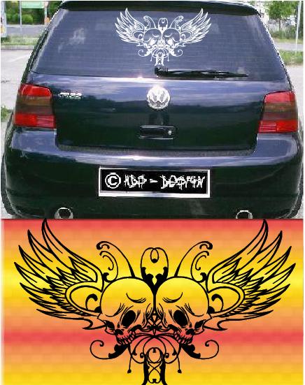 totenkopf skull tattoo cooler autoaufkleber auto aufkleber