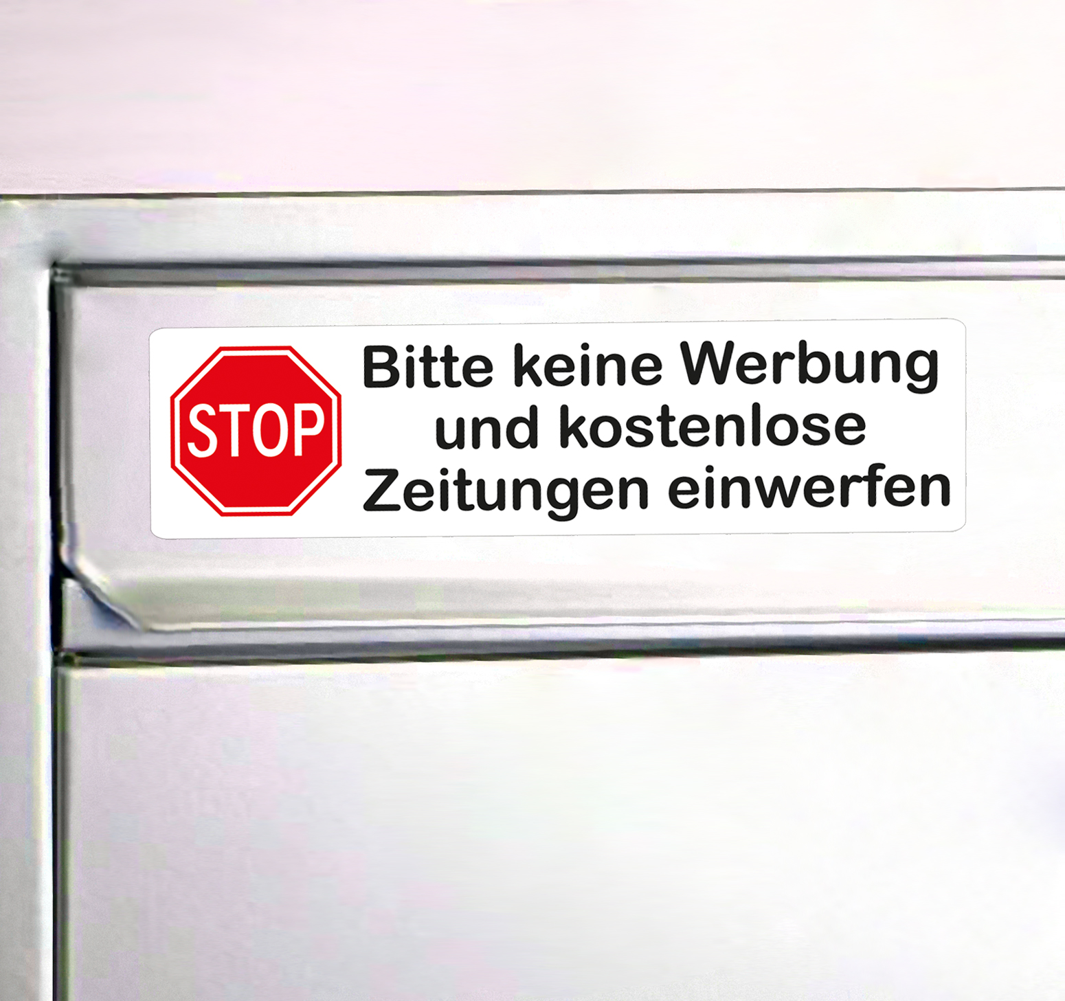 Aufkleber keine Werbung mit Stop Schild in rot - Briefkasten Aufkleber