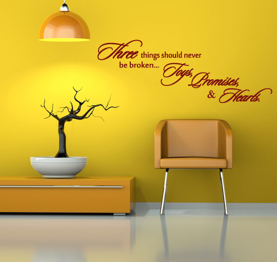Wandaufkleber Wandspruch in englisch Wandsticker Spruch three things