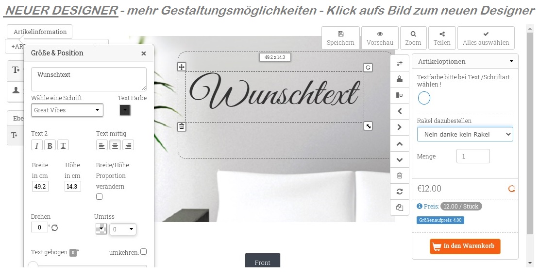 Dein Wunschtext als Wandtattoo online selbst gestalten