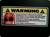 warnung funsticker sonnenblende