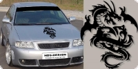 aufkleber decal motorhaube drache herz