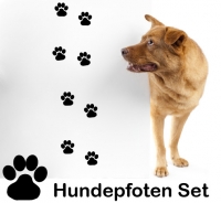 Hundeaufkleber mit Namen nach Wunsch mit Hundepfoten Aufkleber